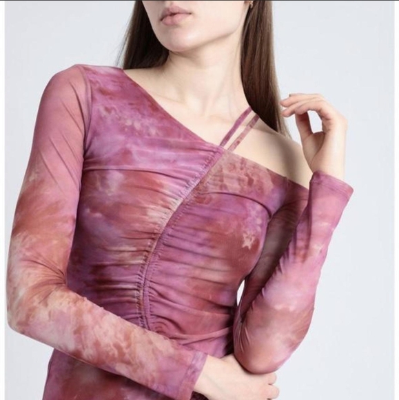 & Other Stories Ruched Tie-Dye One-Shoulder Midi Dress – Perfect for Parties - Picture 2 of 5